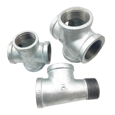 China Suitable for pipe lines connect water gi pipe fitting plumbing tools en10242 galvanized malleable iron cross for water supply for sale