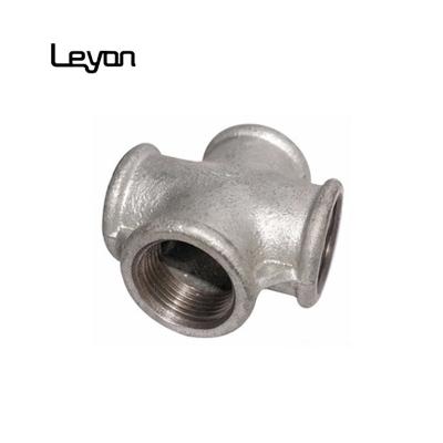 China Joint pipe lines material malleable iron threaded pipe fittings socket weld cross en10242 malleable cast iron fittings cross for sale