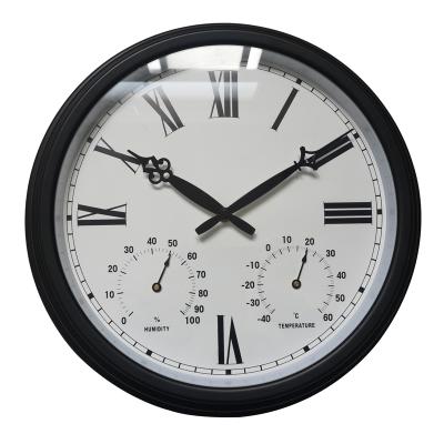 China Modern Popular American Style Iron Wall Clock with Temperature and Humidity for sale