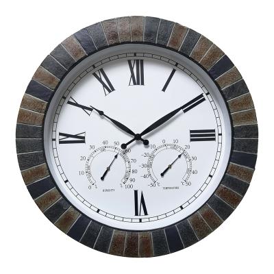 China American Style 2021 Large Decorative Resin Wall Clock With Temperature And Humidity for sale