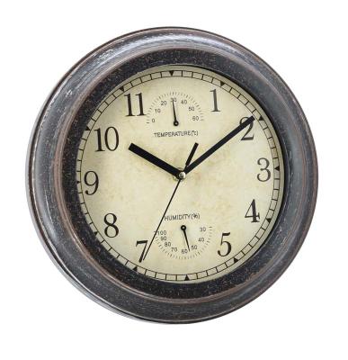 China Retro Style Home Antique Decoration Decorate Temperature Humidity Outdoor Wall Clock for sale