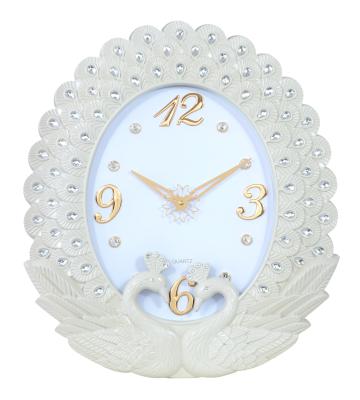 China Personalized Customization Home Deco Oval Peacock Clock 18.5