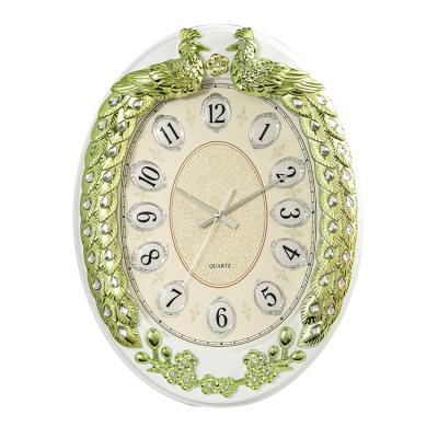 China New Luxury Modern Custom Decorative Wall Clock Classic/Postmodern Peacock Design For Living Room for sale