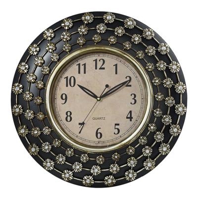 China Unique Elegant 12 Hour Format Flower Shape Wall Clock in Antique Style in Brown for sale