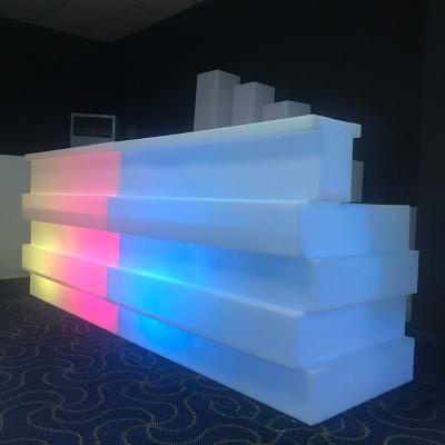 China Events Banquet Garden Hotel Night Club Shenshar Led Bar Counter Upright Bar Counter Led Event Bar Furniture for sale