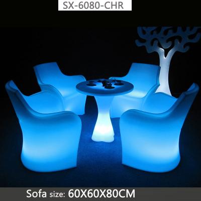 China Modern Patio Furniture Nightclub Party Outdoor Lead Lighting Plastic Led Chairs And Table Set for sale