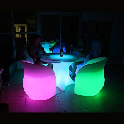 China Modern Rechargeable Led Bar Table Light PE LED Plastic Glowing Table Bar Furniture Set for sale