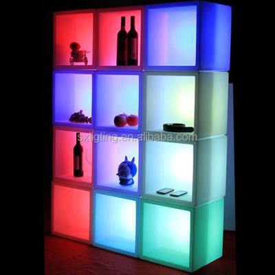 China New Modern Design 16 Colors LED Wine Cabinet DIY Building Block LED Lighting Liquor Shelf Display for sale