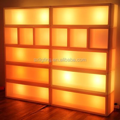 China Modern DIY Remote Control LED Wine Cabinet Building Block LED Lighting Liquor Shelf Display for sale