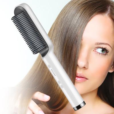 China Hot Cheap Safety Hair Straightening Flat Iron Portable Curling Ceramic Safety Comb Heating Heat Pressing Brush Electric Straightening for sale