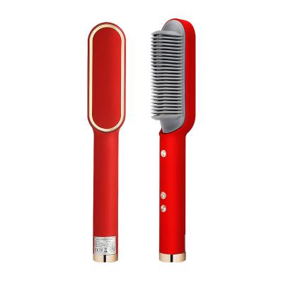 China Safety Goog Quality Hot Comb Ceramic Hair Straightener Ceramic Straightening Fast Styling Electric Brush for sale