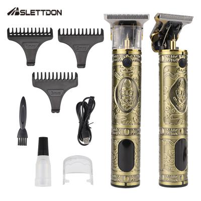 China Battery LED Display Retro Low Noise Vintage Golden Clippers Professional Hair Cutter Trimmer Quiet for sale