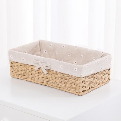 China None Customized Modern Minimalist Desktop Storage Woven Basket Decorative Stackable Woven Woven Basket for sale