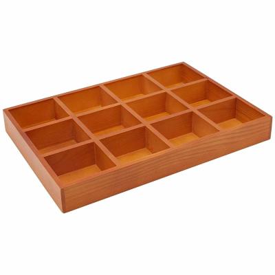 China Wooden Economic Custom Design Simple Home Decoration 12 Square Grids Wooden Storage Tray for sale