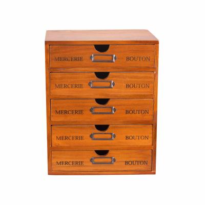 China Retro wooden office desk wooden storage box type 5-layer multi-functional drawer storage cabinet for sale