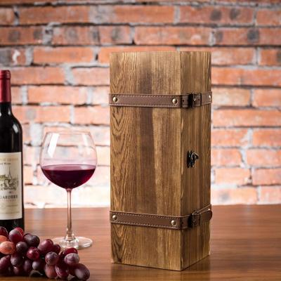 China Vintage Imitation Wood Business Gift Box Vintage Wine Bottles Wine Style Wine Gift Box With Handle for sale