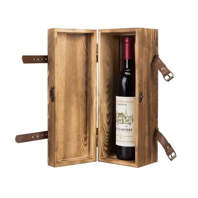 China Hotsale Wooden Customize Rustic Solid Wood Box For Single Wine Wine Bottle Organizer for sale