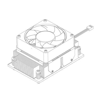 China Narrow Computer Case LGA2011 Industrial Computer CPU Chip LED Copper Cooling Heatsink for sale