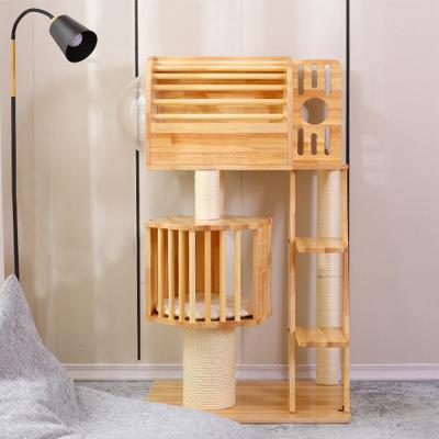 China Large Viable Natural Cat Tower Tree Unique Wood Paradise Rattan Treehouse for Cat Sisal Dropship Christmas Made Of for sale