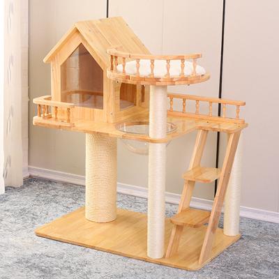 China Floor 170Cm Wooden Viable To Pink Cat Trees And Scratcher Big Large Cat Tree Tower House Climb High Quality Luxury Wooden Ceiling for sale