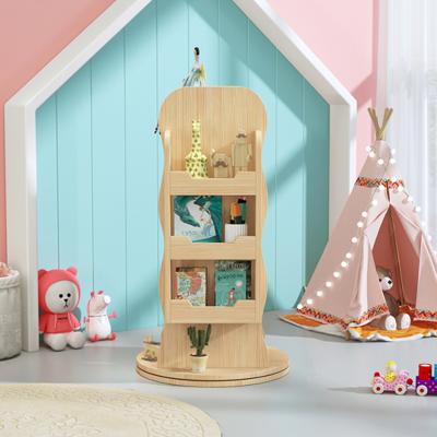 China New modern simple design household creative storage space-saving bookcase revolving around the children's revolving shelf for sale