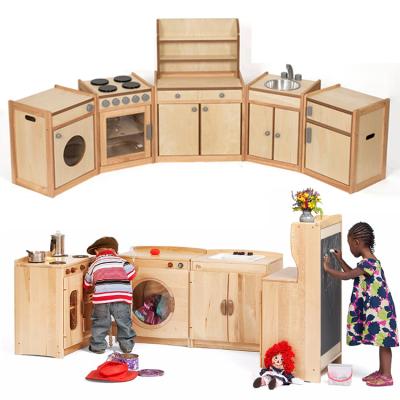 China Eco-friengly XIHA Hot Selling Custom Toddler Pretend Cooking Pretend Role Play Set Children Wooden Kitchen Toys with Light Sounds for Girls for sale