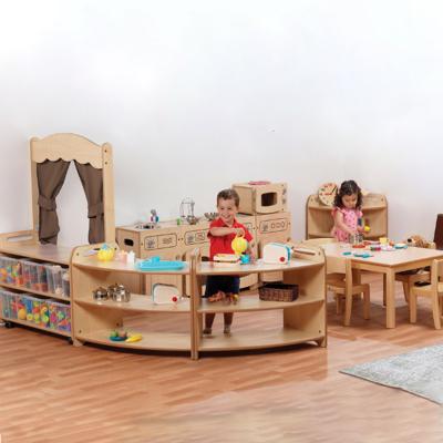 China Eco-friengly Kindergarten Desk And Chair Wood Table Set Furniture Kids Play Montessori Kindergarten Furniture Cabinet Rush for sale