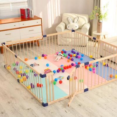 China Portable Indoor Crawling Toddler Durable Wooden Playpen Fence Baby Playard Game Pen For Infant Play Center Safety Child Wooden Playpen for sale