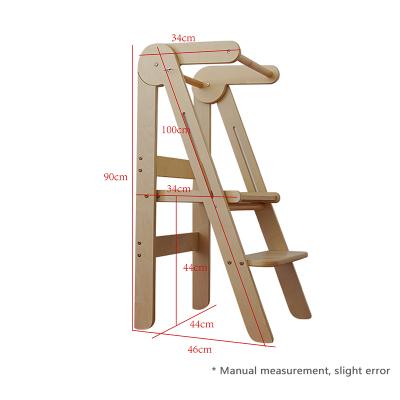 China Adjustable Toddler (Height) Kids Folding Montessori Learning Tower With Door Child Viable Wooden Adventure Kitchen Foldable Tower Study for sale