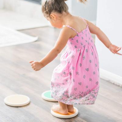 China Eco-friengly XIHA Kids Toy Play Stones Non-Slip Colorful 6pcs Custom Wooden Stepping Stones Sets Balance Stepping Stones for Kids for sale