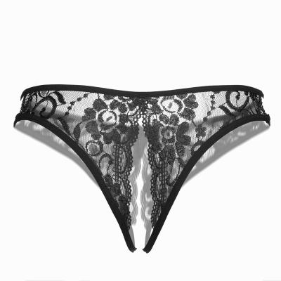 China Breathable Sexy lace thong lingerie sexy hot transparent thong for sale