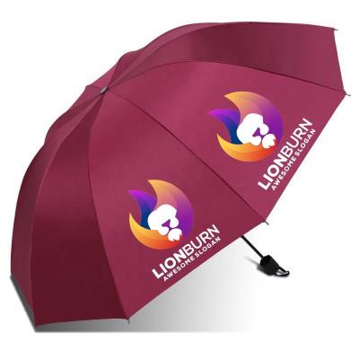 China American Style Customized Logo Advertising Umbrella high quality 10 Ribs 3 Fold Manual Umbrella for sale