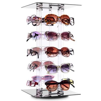 China Eco-friendly Shipping Metal 360 Degree Rotating Open Frame Sunglass Display Rack Glasses Stand Up Rack For 20 Pairs for sale