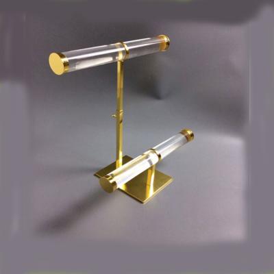 China Environmental Custom Jewelry Combination Counter T Bar Acrylic And Brass Display For Gold Bangle for sale