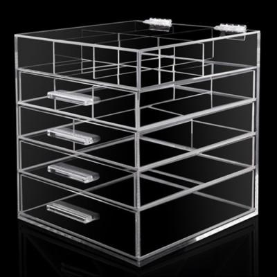 China OEM Acrylic Clear Nail Polish Blush Display Drawer Lucite Acrylic Makeup Organizer Wholesale for sale