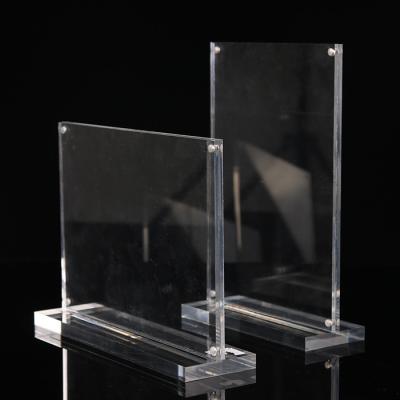 China Eco-friendly Wholesale Price T Style Display Business Card Insert Sign Holder Polished Acrylic Table Tent Card Holder for sale