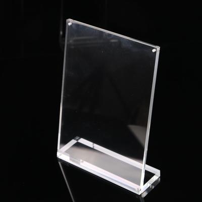 China Crystal Price Tag Magnetic Acrylic L Shape Frame Sign Eco-friendly Business Card Sign Eco-friendly Business Label Desk Counter Holder for sale