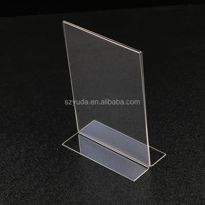 China Durable Clear Hot Bending Acrylic Vertical Sign Holder Memu Stand A3 A4 A5 T Case With Freestand T Base for sale