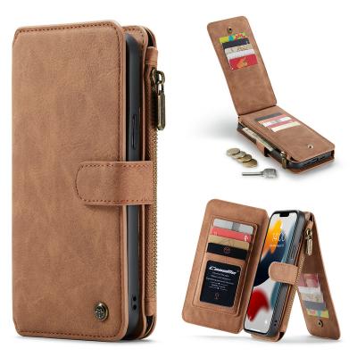 China Shockproof Cell Phone Cases For iPhone 13 12 Pro Leather Wallet Phone Case For iPhone 7 Detachable 2 In 1 Zipper Coin Purse For iPhone 14 for sale