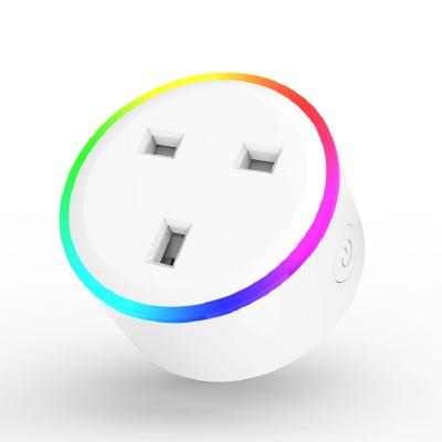 China Alexa Wireless Wholesale Wifi Smart Plug Socket With RGB LED Night Light Alexa Google Tuya Life Smart App Remote Control Outlet UK for sale