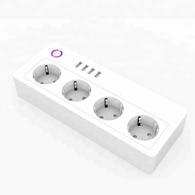 China Alexa Echo Google Home Controlled WiFi Electric Smart Home Cable Socket Switch Outlet Power Strip Auto Alexa Google 10Amp Tuya Voice for sale