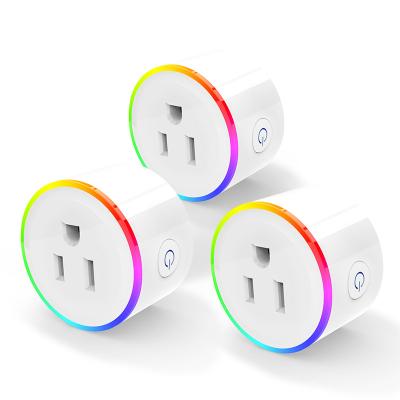 China Mini RGB Wi-Fi Adjustable Colored Smart Plug Smart Outlet Signaling LED RGB RGB Outlet USA Works With Tuya Mobile Solution Amazon Alexa Google Home App Smart Life for sale