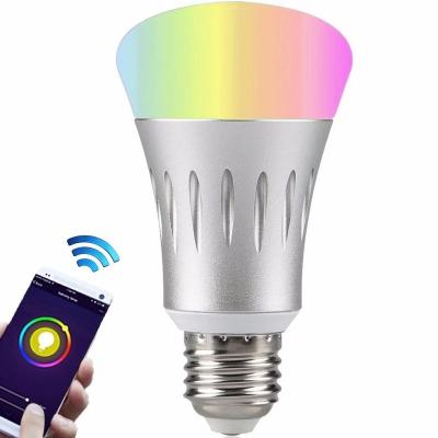 China Smart residential remote control wifi RGB LED bulb works with Alexa and Google Home multi color lamp B22 E26/27 600lm tuya smart for sale