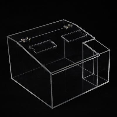 China Clear Acrylic Candy Bins Container Candy Box With Lid Cookie Food Storage Box With Price Tag Slot for sale