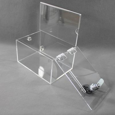 China eco-friendly plastic lock storage collection menoy box with insert transparent acrylic brochure holder coin donation boxes with main OEM/ODM for sale