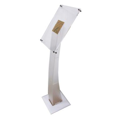 China Advertising High Quality POP Acrylic Clear Acrylic Floor Poster Display Sign Holder Standing Rack For Hotel Trade Show Exhibition for sale