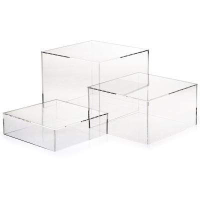 China Advertising Custom Sizes Adjust Lidless Acrylic Cube Display Storage Box Set Of 3 for sale