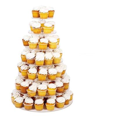 China Mutil Tiers Clear Round Clear Round Dessert Cup Cake Tower Pastry Showcase Cake Display Stand Acrylic Transparent Custom Logo Sizes: 4 Inches for sale