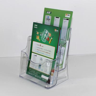 China 2 Tiers A5 Size Eco-friendly Wall Mounted Plastic Table Brochure Display Stand /Place Card Holders for sale