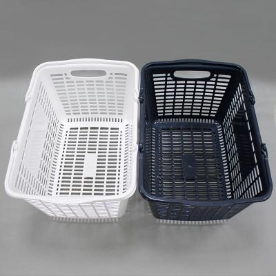 China Cheap wholesale black white environmental plastic small pp shopping basket with handles for sale